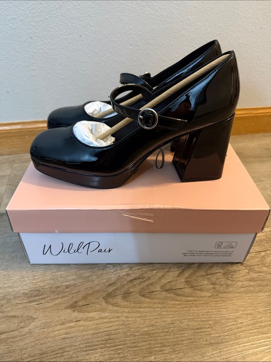 Wild Pair Shoes - Wild Pair Black Patent Mary Jane Block Heel Platforms